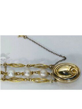 Heavy 16.8g Vintage 14k Gold & Japanese Akoya Pearl Bracelet | 5.5mm | 7.25"